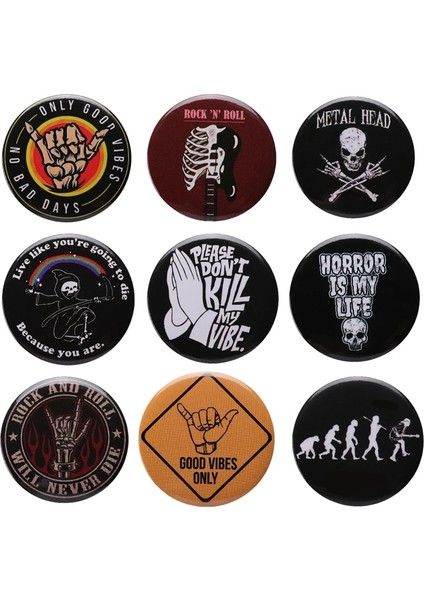 XZ8067 Punk Gotik Teneke Pin Hip-Pop Rock N Roll Düğmesi Yumuşak Broş Sırt Çantası Elbise Yaka 44MM Rozet Pin Takı Müzik Sevgilisi Için (Yurt Dışından)