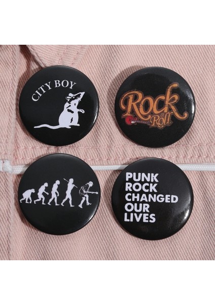 XZ8067 Punk Gotik Teneke Pin Hip-Pop Rock N Roll Düğmesi Yumuşak Broş Sırt Çantası Elbise Yaka 44MM Rozet Pin Takı Müzik Sevgilisi Için (Yurt Dışından)