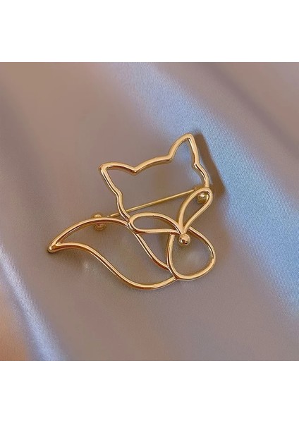 Tilki Altın Rengi Içi Boş Köpek Broş High-End Takım Elbise Broş Pins Kore Tarzı Korsaj Kadınlar Için Moda Giyim Aksesuarları Takı (Yurt Dışından)