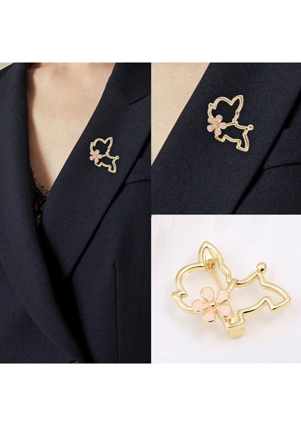 Tilki Altın Rengi Içi Boş Köpek Broş High-End Takım Elbise Broş Pins Kore Tarzı Korsaj Kadınlar Için Moda Giyim Aksesuarları Takı (Yurt Dışından)