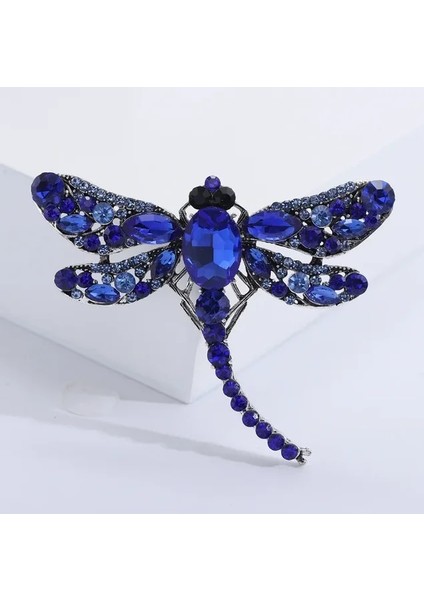 Mavi Moda Kristal Rhinestone Kanatları Yusufçuk Broş Zarif Kuşlar Pin Broş Kadın Erkek Parti Rahat Ofis Broş Pins Hediyeler (Yurt Dışından)