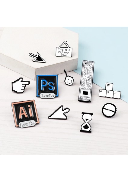 Simge 1 Klasik Piksel Imleçler Broş Photoshop Araç Çubuğu Pimleri Ai Tırnakları Emaye Kum Saati Bilgisayar Penceresi Simgesi Fare Işaretçisi Ok Rozetleri (Yurt Dışından) fırsatları