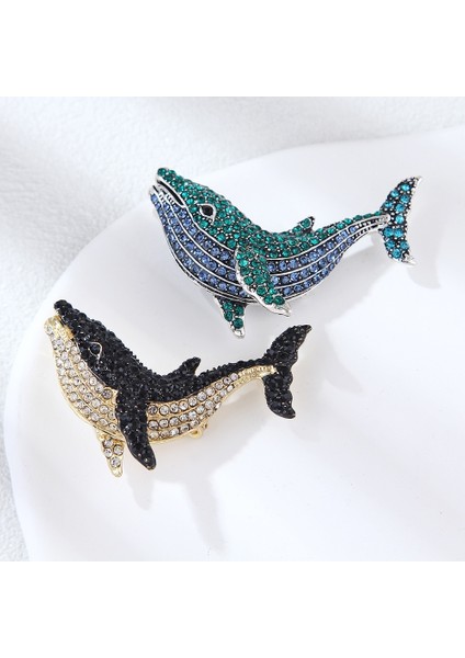 Renk 1 Moda Vintage Stil Yunus Takı Broş Kadın Siyah Yunus Balina Kolye Broş Pin Kristal Rhinestone Parti Düğün Hediyesi (Yurt Dışından) indirimleri