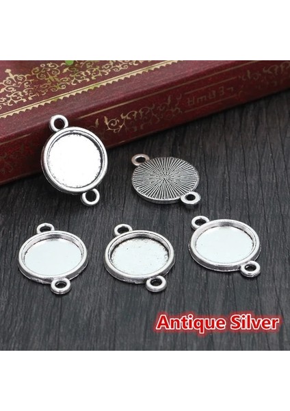 Antik Gümüş 30MM x 10 Adet 8/10/12/14-30MM Iç Boyut Klasik 7 Renk Tek Taraflı Çift Asılı Basit Stil Cabochon Taban Ayarı Charms Kolye (Yurt Dışından)