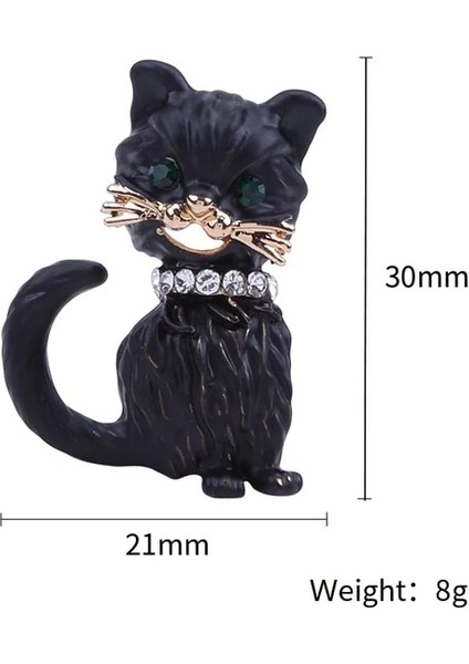 Stil 2 Siyah Emaye Kedi Broş Kadınlar Için Kristal Yeşil Gözler Kedi Broş Pin Moda Hayvan Parti Elbise Aksesuarları (Yurt Dışından)