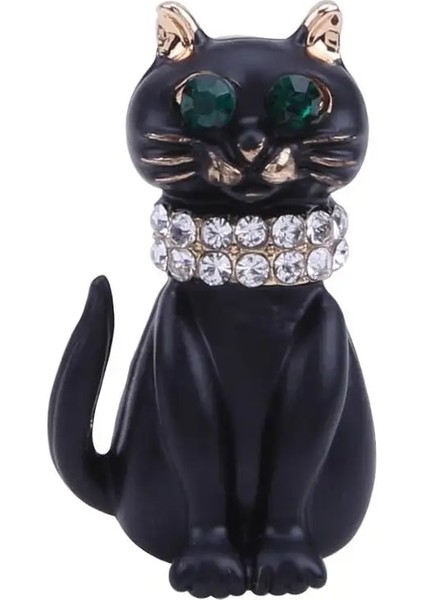 Stil 2 Siyah Emaye Kedi Broş Kadınlar Için Kristal Yeşil Gözler Kedi Broş Pin Moda Hayvan Parti Elbise Aksesuarları (Yurt Dışından) fiyatları