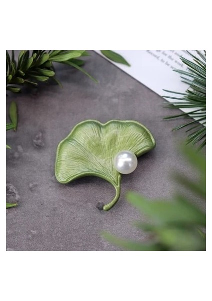 02 Huanzhi Vintage Emaye Yeşil Renk Bitki Inciler Pin Ağacı Lotus Yaprağı Yabanmersini Kiraz Çiçek Bambu Broş Kadınlar Takı Hediye Için (Yurt Dışından)
