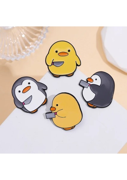 Stil 3 Penguen Hançer Bıçak Emaye Pimleri Sevimli Ördek Rozetleri Metal Yaka Iğnesi Şapka Sırt Çantası Elbise Broş Karikatür Hayvan Figürlü Mücevherat Arkadaşlar Için (Yurt Dışından) fiyatları