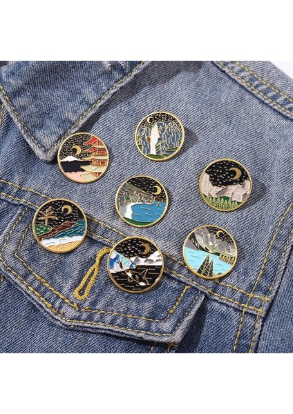XZ1762 Van Gogh Yağlıboya Broş Van Gogh Broş Galaxy Broş Yıldız Ay Ayçiçeği Broş Sanat Broş Van Gogh Yaka Pin (Yurt Dışından)