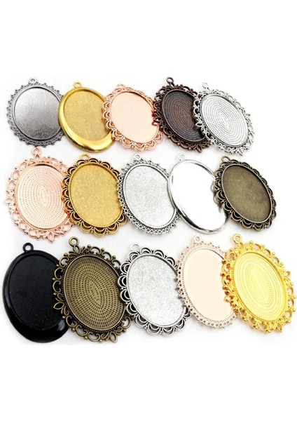 B2-38 Yeni Moda 5 Adet 30X40MM Iç Boyutu 7 Renk Pierce Dantel Çiçek Tarzı Cabochon Tepsi Taban Ayarı Charms Kolye (Yurt Dışından) fiyatları