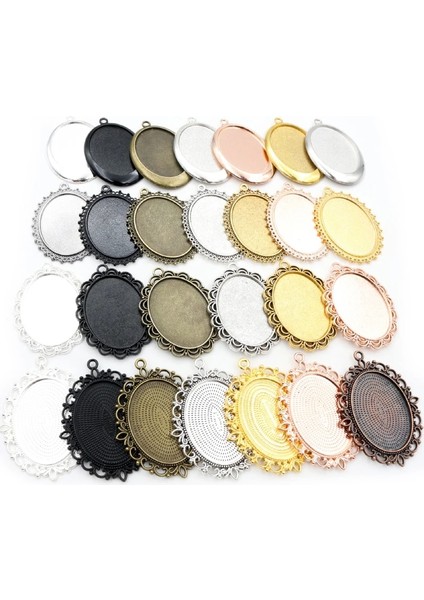 B2-38 Yeni Moda 5 Adet 30X40MM Iç Boyutu 7 Renk Pierce Dantel Çiçek Tarzı Cabochon Tepsi Taban Ayarı Charms Kolye (Yurt Dışından) modelleri