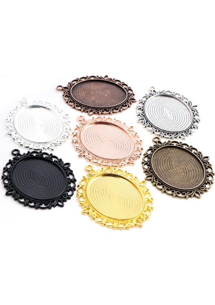 B2-38 Yeni Moda 5 Adet 30X40MM Iç Boyutu 7 Renk Pierce Dantel Çiçek Tarzı Cabochon Tepsi Taban Ayarı Charms Kolye (Yurt Dışından) fırsatları