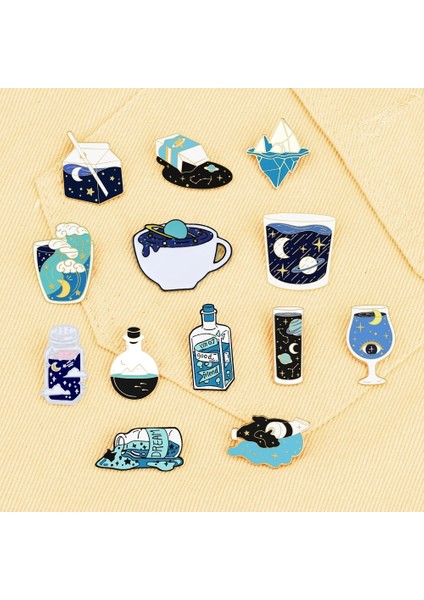 Stil 1 Daha Mavi Yıldızlı Gökyüzü Emaye Pin Güzel Drift Şişe Broş Çocuk Sırt Çantası Dekorasyon Takı Uzay Sevgilisi Koleksiyonu Rozet Pin (Yurt Dışından) fiyatları