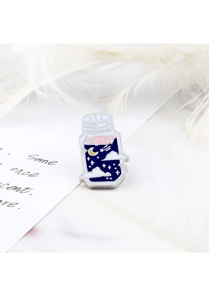 Stil 1 Daha Mavi Yıldızlı Gökyüzü Emaye Pin Güzel Drift Şişe Broş Çocuk Sırt Çantası Dekorasyon Takı Uzay Sevgilisi Koleksiyonu Rozet Pin (Yurt Dışından) indirimleri