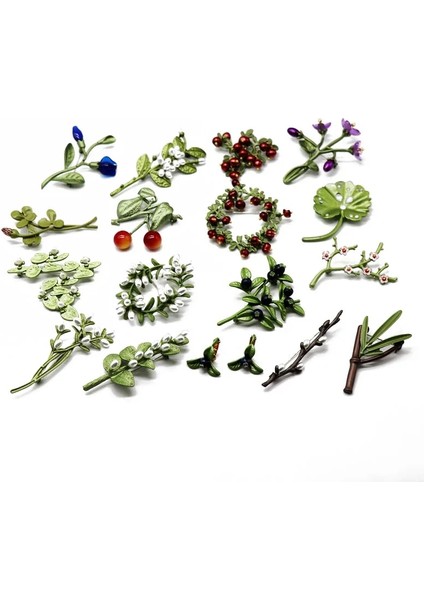 N Huanzhi Vintage Emaye Yeşil Renk Bitki Inciler Pin Ağacı Lotus Yaprağı Yabanmersini Kiraz Çiçek Bambu Broş Kadınlar Takı Hediye Için (Yurt Dışından) modelleri