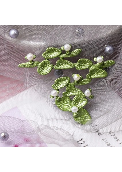 N Huanzhi Vintage Emaye Yeşil Renk Bitki Inciler Pin Ağacı Lotus Yaprağı Yabanmersini Kiraz Çiçek Bambu Broş Kadınlar Takı Hediye Için (Yurt Dışından) indirimleri