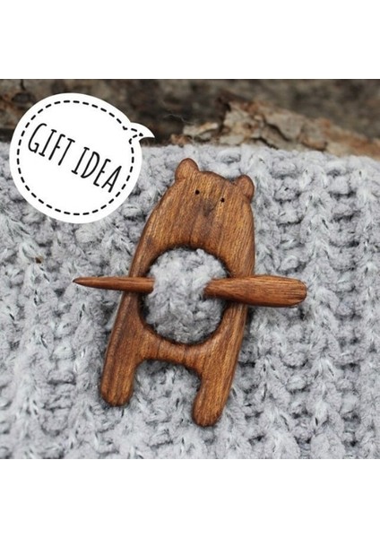 Ayı Broş Pin Ahşap Hayvan Desen Diy Zanaat Rozeti Karikatür Pin Komik Sevimli Şal Pin Eşarp Toka Toka Pimleri Takı Hediye 2024 (Yurt Dışından)