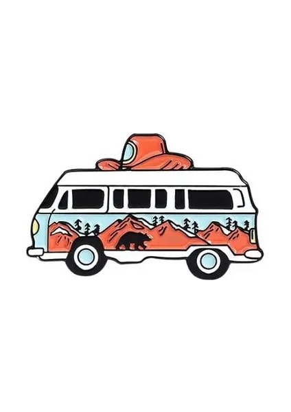 STYLE-11XZ1261-5 Karikatür Sevimli Araç Araba Emaye Pimleri Seyahat Otobüs Tatil Manzara Aşk Hediye Araba Alaşım Broş Rozet Tatlı Kadın Takı Hediye (Yurt Dışından)