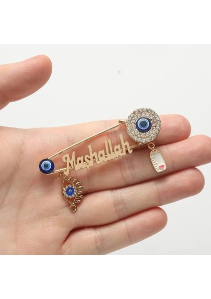 A10330-ALTIN Moda Islam Müslüman Maşallah Türk Nazar Paslanmaz Çelik Broş Bebek Besleyici Pin Takı (Yurt Dışından) fiyatları