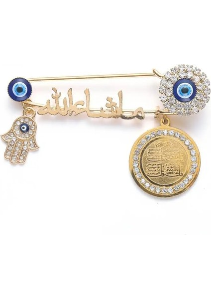 A10330-ALTIN Moda Islam Müslüman Maşallah Türk Nazar Paslanmaz Çelik Broş Bebek Besleyici Pin Takı (Yurt Dışından) indirimleri