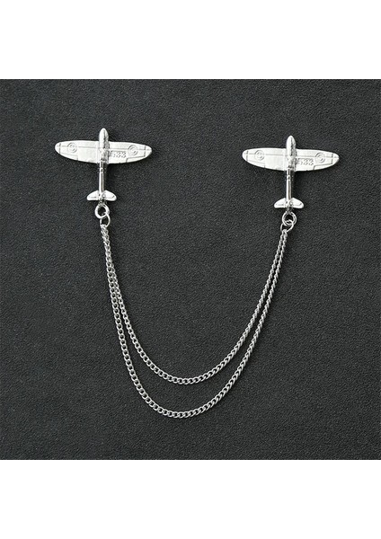 5 Gümüş Moda Beyefendi Püskül Broş Erkek Takım Elbise Gömlek Yaka Üçgen Kanatları Zincir Yaka Pin Metal Retro Düğün Aksesuarları (Yurt Dışından)