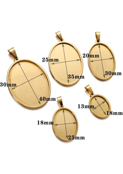 Paslanmaz Çelik 18X25MM 5 Adet/grup Paslanmaz Çelik Kolye Boş Ayar Oval Cabochon Taban Cameo Charm Kolye Diy Kolye Takı Yapımı Malzemeleri (Yurt Dışından)