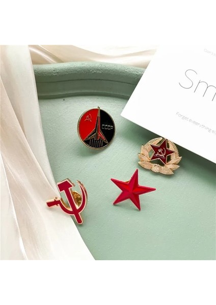 Yıldız Seti 4 Adet Vintage Sovyetler Birliği Orak Emaye Broş Kırmızı Yıldız Çekiç Cccp Pentagram Rozeti Ceket Çanta Rozeti Yaka Iğnesi Takı (Yurt Dışından)