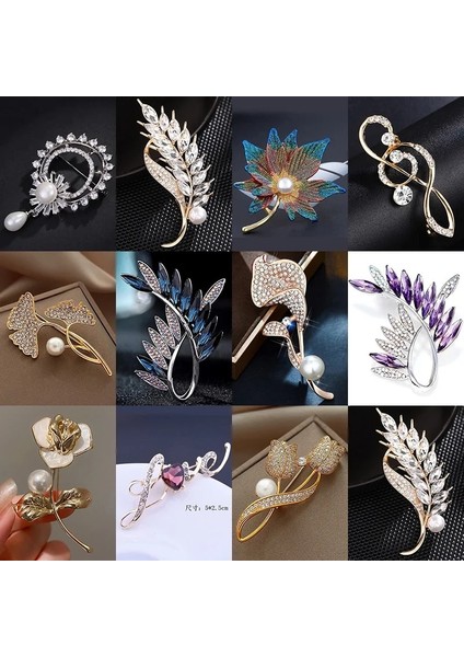 Trefoil-A Rhinestone Zirkon Broş Kore Zarif Kadın Lale Ginkgo Pimleri Anneler Günü Kamelya Takım Elbise Broş Anti V Yaka Pozlama Pimleri (Yurt Dışından) modelleri