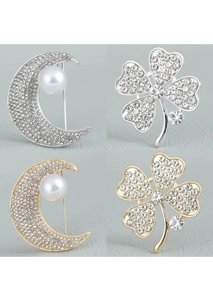 Trefoil-A Rhinestone Zirkon Broş Kore Zarif Kadın Lale Ginkgo Pimleri Anneler Günü Kamelya Takım Elbise Broş Anti V Yaka Pozlama Pimleri (Yurt Dışından) indirimleri