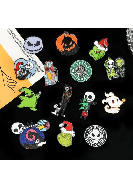 Metal Rozetler Anime Noel Öncesi Kabus Broş Jack Skellington Takı Metal Rozetler Disney Cadılar Bayramı Aksesuarları Emaye Pimleri (Yurt Dışından) fiyatları