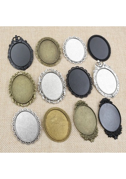 D3-28 5 Adet/grup 30X40MM Iç Boyutu Vintage Çiçek Broş Pins Antik Altın/gümüş Kaplama Bronz Cabochon Boş Taban Ayarı Çerçeve Tepsi (Yurt Dışından)