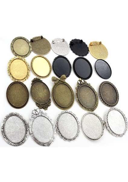 D3-28 5 Adet/grup 30X40MM Iç Boyutu Vintage Çiçek Broş Pins Antik Altın/gümüş Kaplama Bronz Cabochon Boş Taban Ayarı Çerçeve Tepsi (Yurt Dışından)
