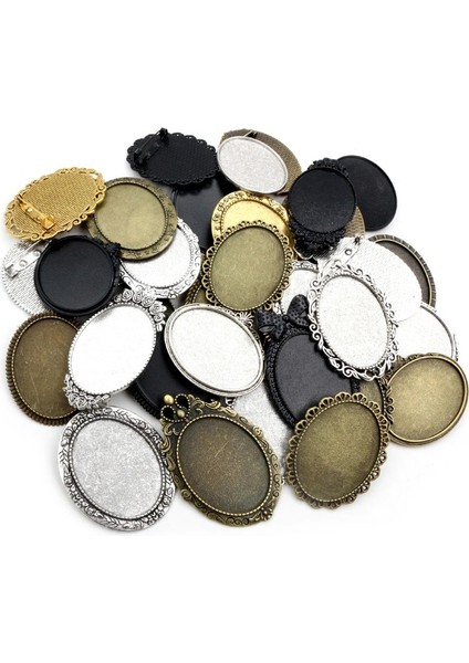 D3-28 5 Adet/grup 30X40MM Iç Boyutu Vintage Çiçek Broş Pins Antik Altın/gümüş Kaplama Bronz Cabochon Boş Taban Ayarı Çerçeve Tepsi (Yurt Dışından)