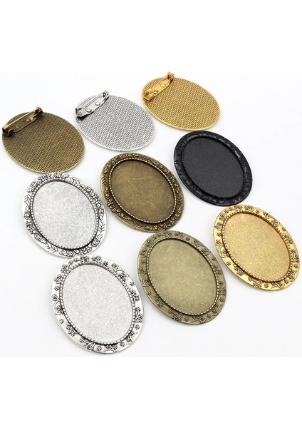 D3-28 5 Adet/grup 30X40MM Iç Boyutu Vintage Çiçek Broş Pins Antik Altın/gümüş Kaplama Bronz Cabochon Boş Taban Ayarı Çerçeve Tepsi (Yurt Dışından)