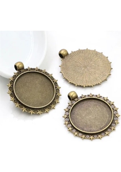 A3-05 Yeni Moda 5 Adet 25MM Iç Boyutu Antik Gümüş Altın Siyah Kaplama Deldi Yıldız Cabochon Taban Ayarı Charms Kolye (Yurt Dışından)
