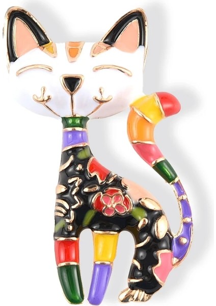 P568 Hanreshe Karikatür Çin Rüzgar Kedi Emaye Broş Pin Çiçekler Renkli Sanat Soyut Hayvan Pimleri Yaka Sırt Çantası Rozeti Takı (Yurt Dışından)