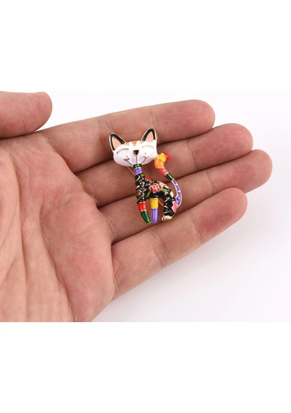 P568 Hanreshe Karikatür Çin Rüzgar Kedi Emaye Broş Pin Çiçekler Renkli Sanat Soyut Hayvan Pimleri Yaka Sırt Çantası Rozeti Takı (Yurt Dışından)