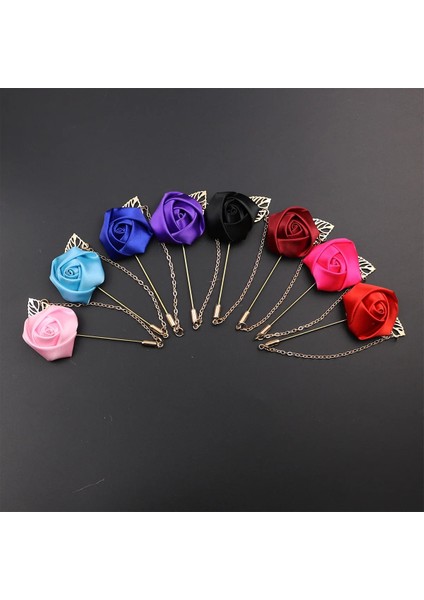 Kayısı Yüksek Dereceli Şerit Gül Çiçek Altın Yaprak Moda Broş Pin Erkekler Kadınlar Için Ipek Ilik Groomsmen Parti Balo Takım Elbise Aksesuarları (Yurt Dışından)