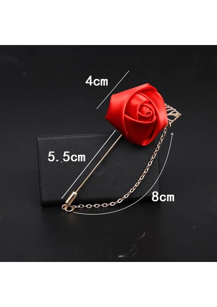 Kayısı Yüksek Dereceli Şerit Gül Çiçek Altın Yaprak Moda Broş Pin Erkekler Kadınlar Için Ipek Ilik Groomsmen Parti Balo Takım Elbise Aksesuarları (Yurt Dışından)