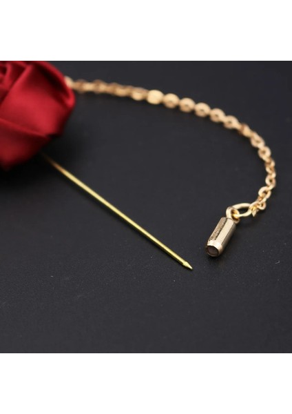 Kayısı Yüksek Dereceli Şerit Gül Çiçek Altın Yaprak Moda Broş Pin Erkekler Kadınlar Için Ipek Ilik Groomsmen Parti Balo Takım Elbise Aksesuarları (Yurt Dışından)