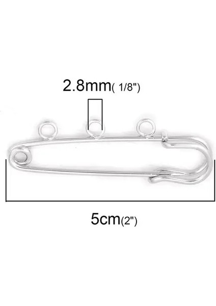 Stil 2 Moda Demir Esaslı Alaşım Emniyet Pimi Broş Konnektörleri Takı Diy Bulgular Altın Gümüş Renk 3 Döngüler 50MM x 17MM, 10 Adet (Yurt Dışından)