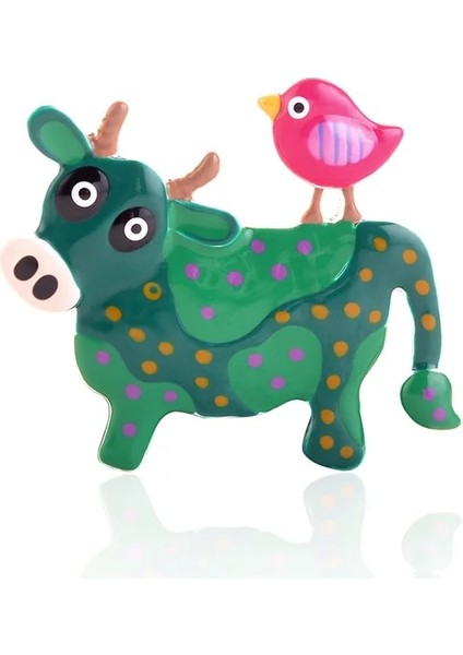 BO2053BKGN Satış Çocuklar Broş Hediye Emaye At Hayvan Inek Fil Boğa Moda Takı Yaka Iğnesi Erkek Kız Ceket Sanat Broşlar Kadınlar Için Yeni (Yurt Dışından)