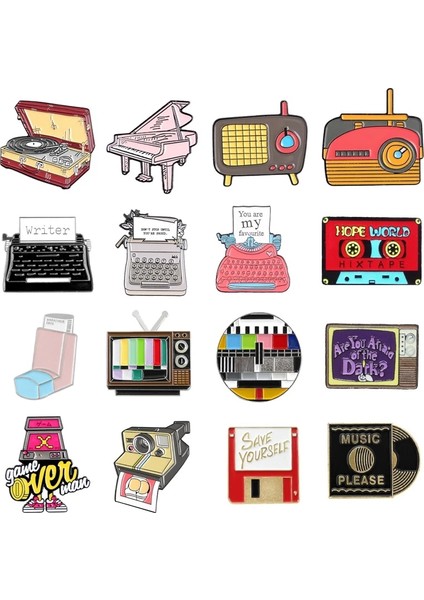 XZ1259 Yaratıcı Karikatür Retro Bant Tv Radyo Kayıt Daktilo Metal Broş Klasik Kişilik Giyim Rozeti Pimleri Aksesuarları Hediyeler (Yurt Dışından) fiyatları