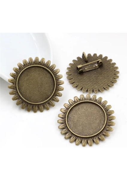 A4-43 Yeni Moda 5 Adet 25MM Iç Boyut Antik Gümüş Kaplama Bronz Broş Yapraklar Tarzı Cabochon Taban Ayarı (Yurt Dışından)