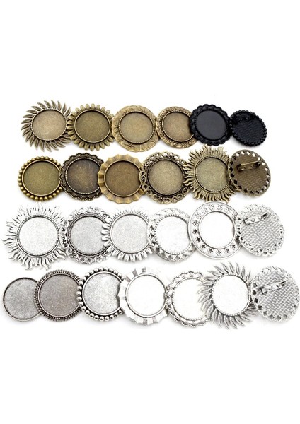 A4-43 Yeni Moda 5 Adet 25MM Iç Boyut Antik Gümüş Kaplama Bronz Broş Yapraklar Tarzı Cabochon Taban Ayarı (Yurt Dışından)