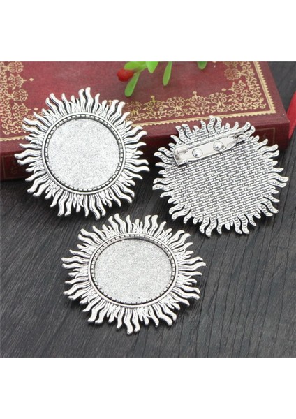 A4-43 Yeni Moda 5 Adet 25MM Iç Boyut Antik Gümüş Kaplama Bronz Broş Yapraklar Tarzı Cabochon Taban Ayarı (Yurt Dışından)