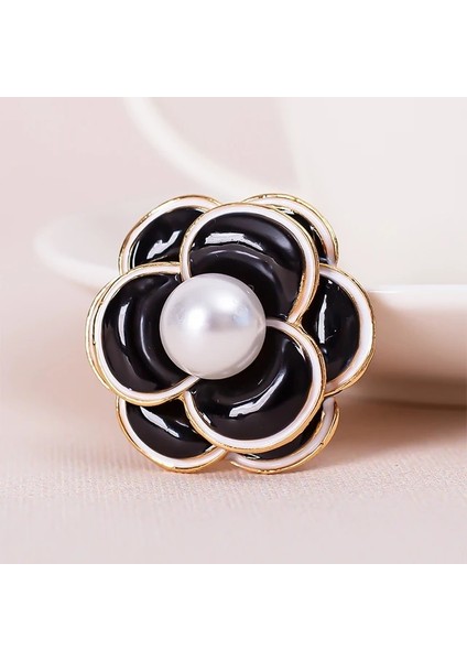 Siyah Lüks Vintage Gül Çiçek Broş Kırmızı Yapay Elmas Alaşım (Yurt Dışından)