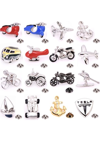 19 Yüksek Kaliteli Motosiklet/bisiklet/otobüs/uçak/yarış Araba/tekne Çapa Broş Erkek Gömlek Takım Elbise Yaka Rozeti Pin Hediye (Yurt Dışından)