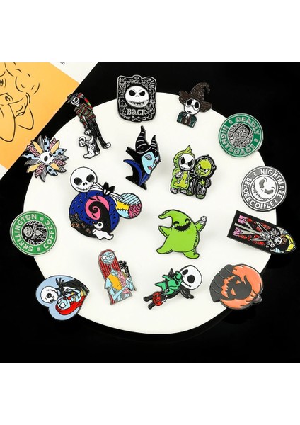 Noel Rozeti Anime Noel Öncesi Kabus Broş Jack Skellington Takı Metal Rozetleri Disney Cadılar Bayramı Aksesuarları Emaye Pimleri (Yurt Dışından) modelleri