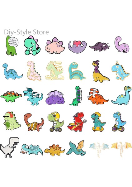 XZ2655 Dinozor Broş Pterosaur Triceratops Tyrannosaurus Rex Zürafa Stegosaurus Brontosaurus Broş Rozeti Dinozor Yaka Iğnesi (Yurt Dışından)